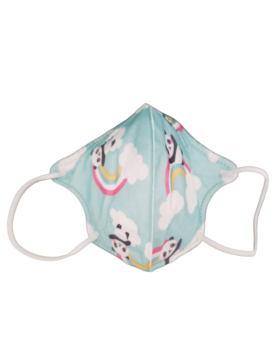 Cubrebocas certificados KN95 Tomods Infantil azul de pandas 10 piezas