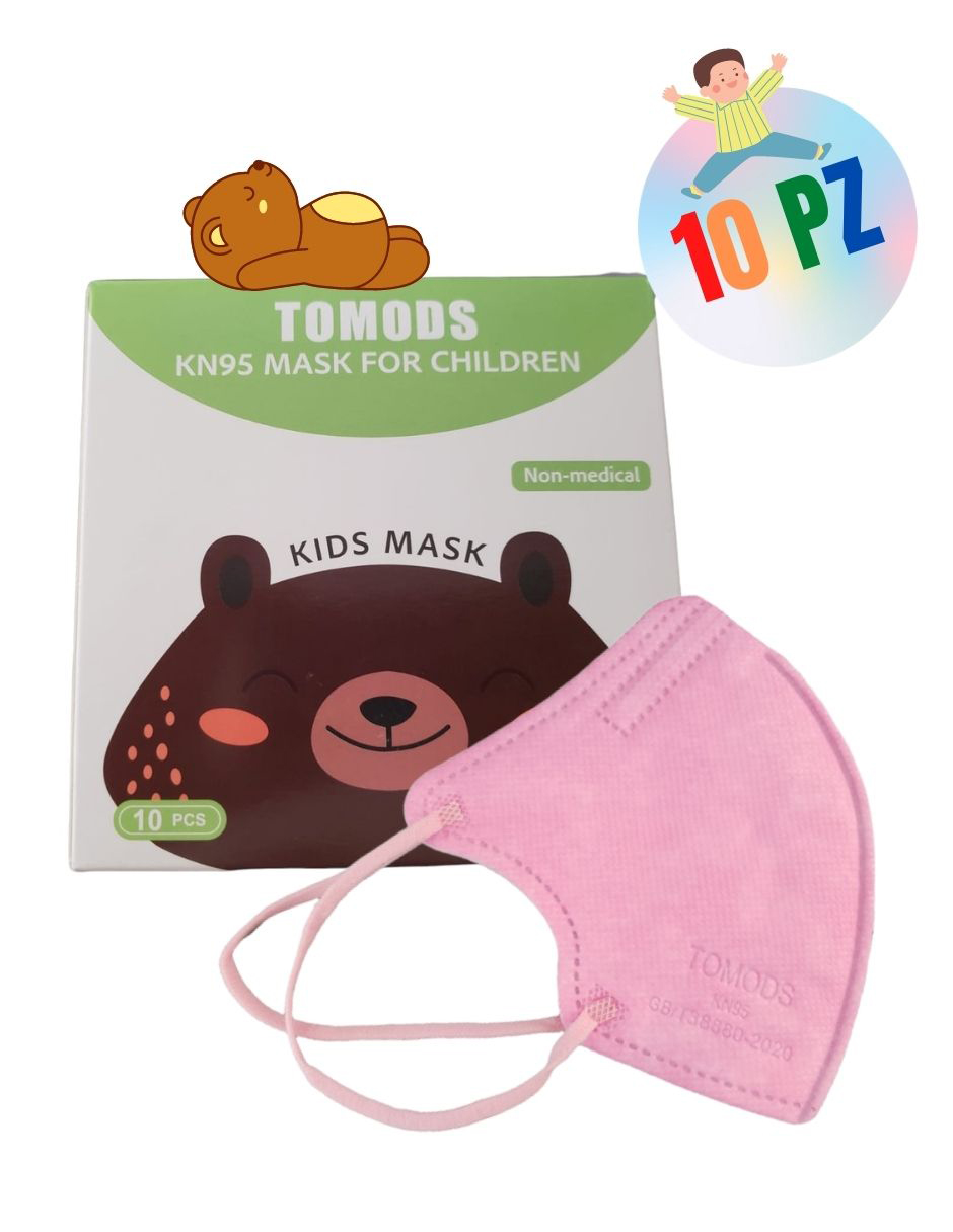 Cubrebocas KN95 certificado infantil Tomods rosa 10 piezas