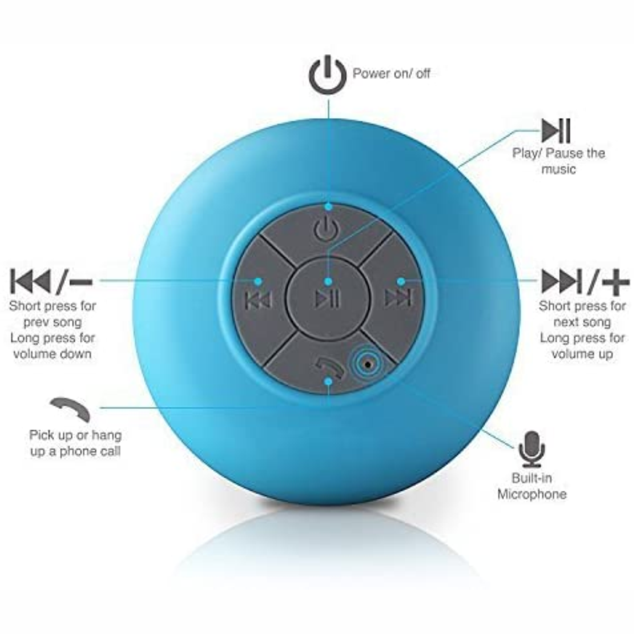 Bocina Contra Agua Bluetooth Recargable Waterproof Azul