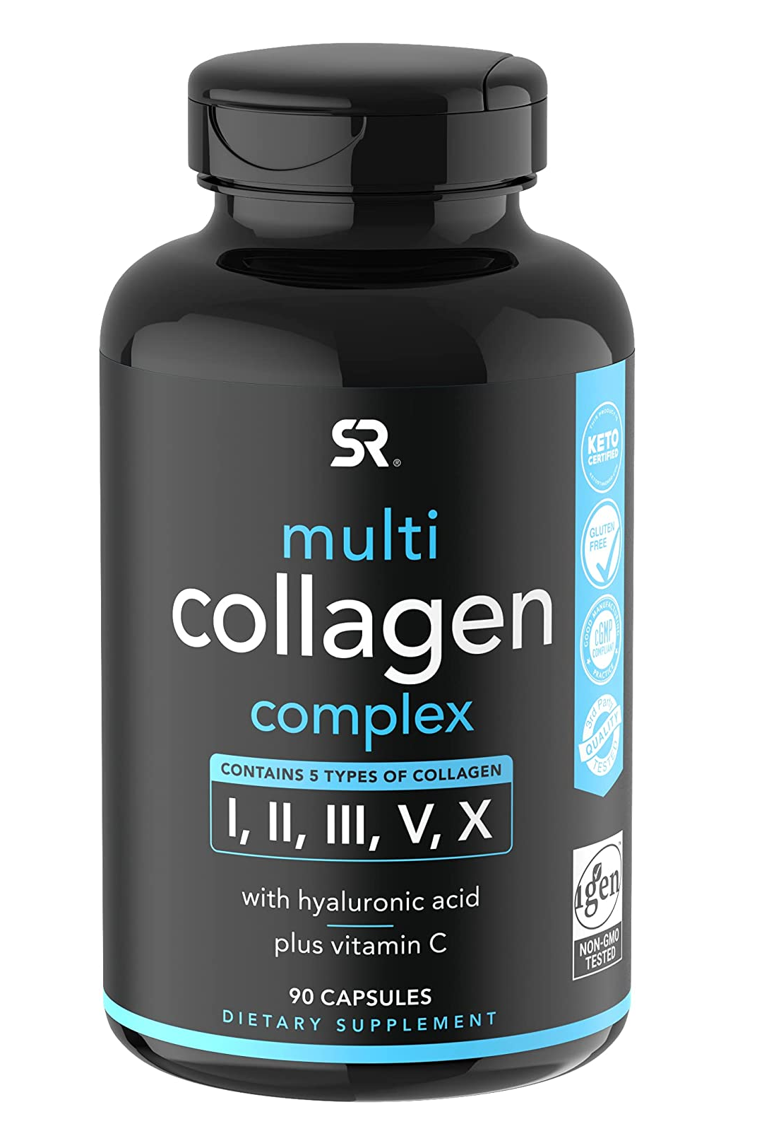 Sports Research  colágeno hidrolizado a base de alimentos 90 capsulas 4.48 Onzas