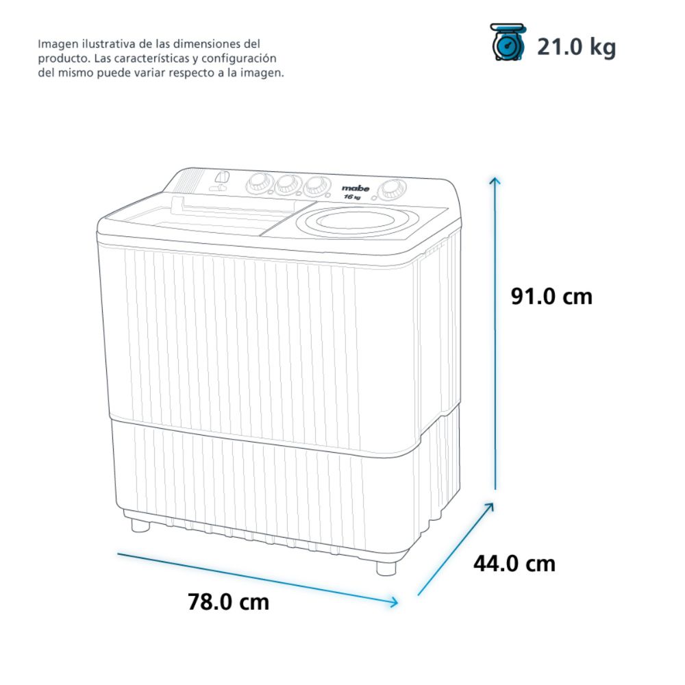 Lavadora Mabe semi-automática LMDX1123PBAB0 