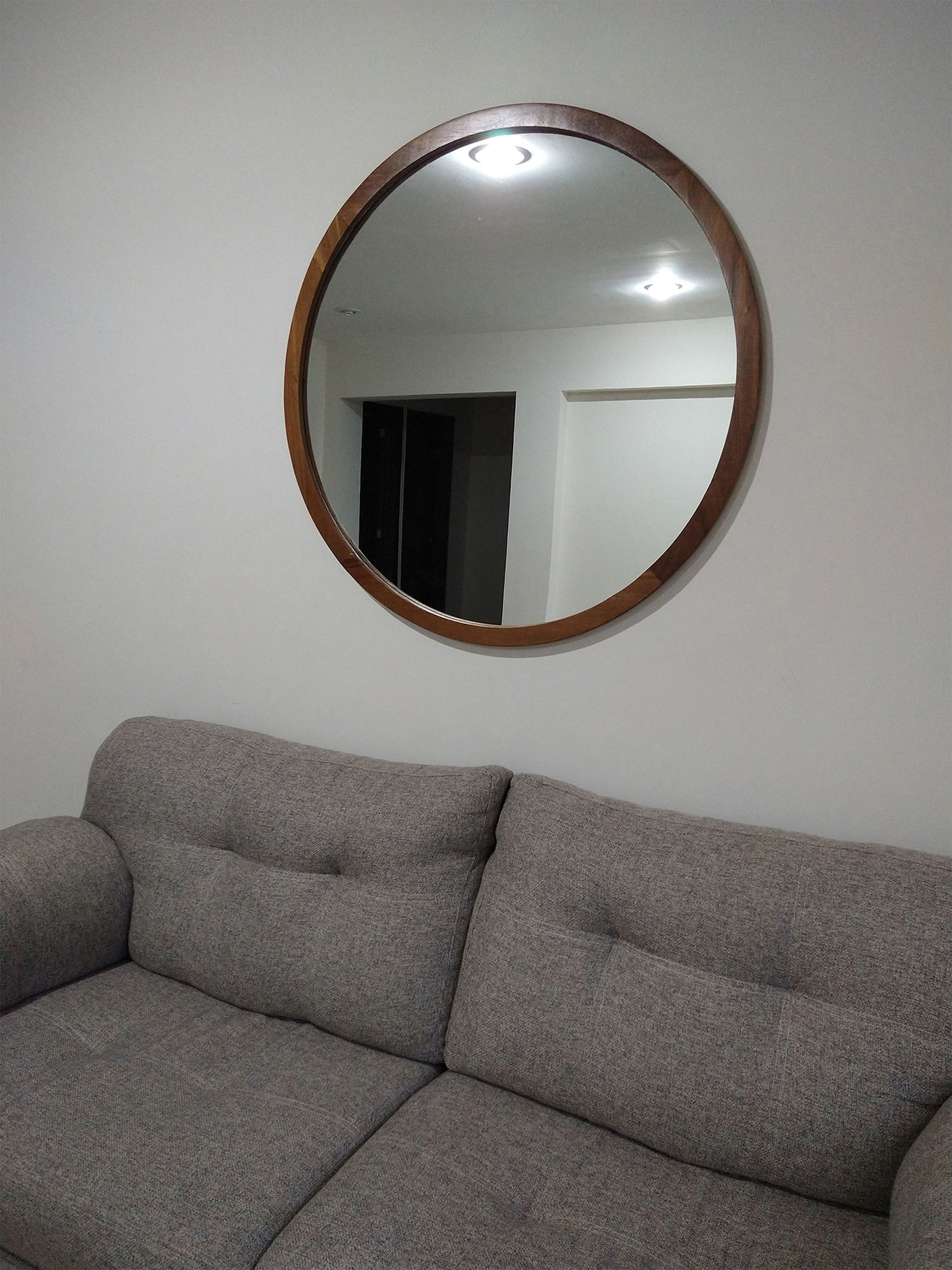 Espejo Redondo De Parota Premium, Espejo de Pared- 100 Cm