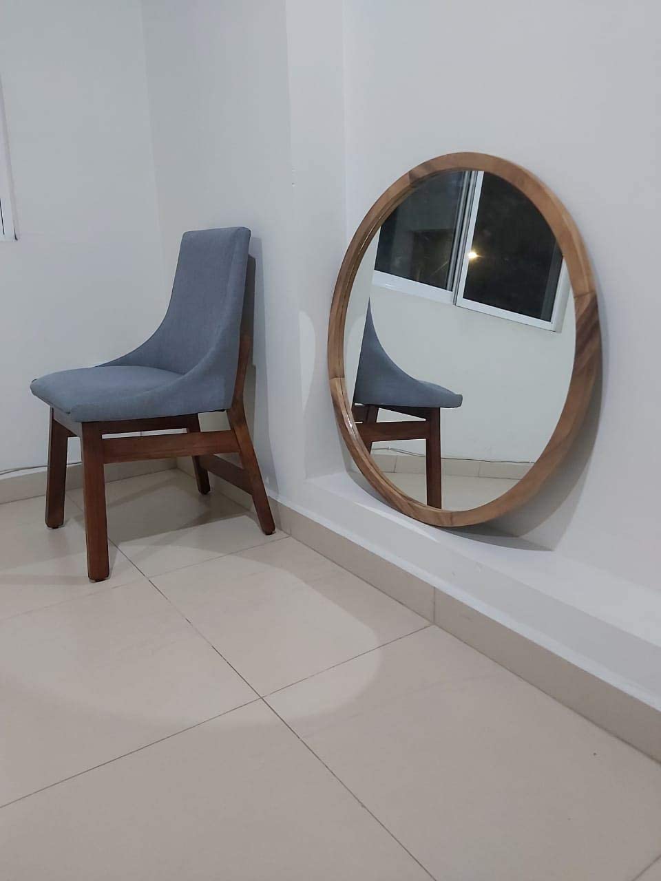 Espejo Redondo De Parota Premium, Espejo de Pared- 100 Cm
