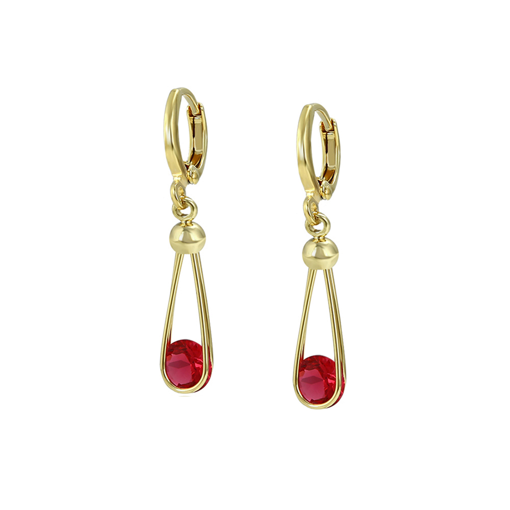 Finos Aretes Largos con cristal Colgante Oro 14k Laminado para Dama