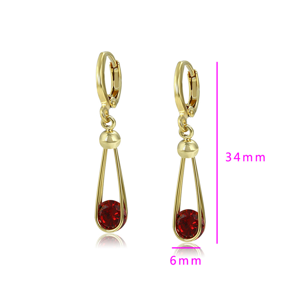 Finos Aretes Largos con cristal Colgante Oro 14k Laminado para Dama