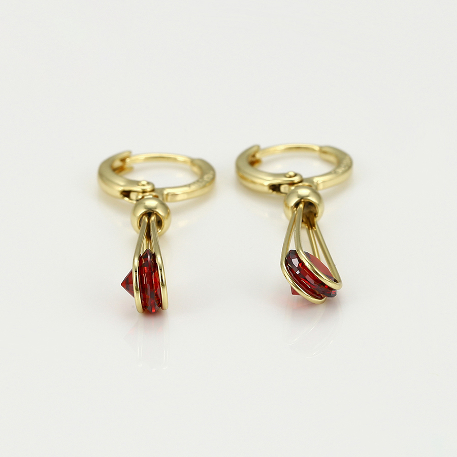 Finos Aretes Largos con cristal Colgante Oro 14k Laminado para Dama