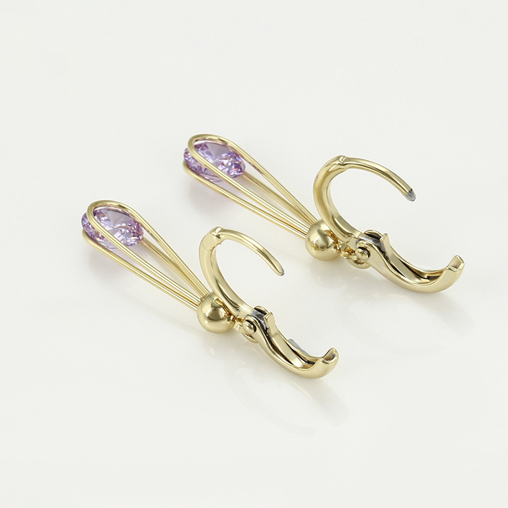 Finos Aretes Largos con cristal Colgante Oro 14k Laminado para Dama