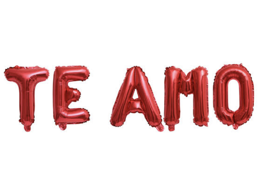 Globo metalico de letras TE AMO 