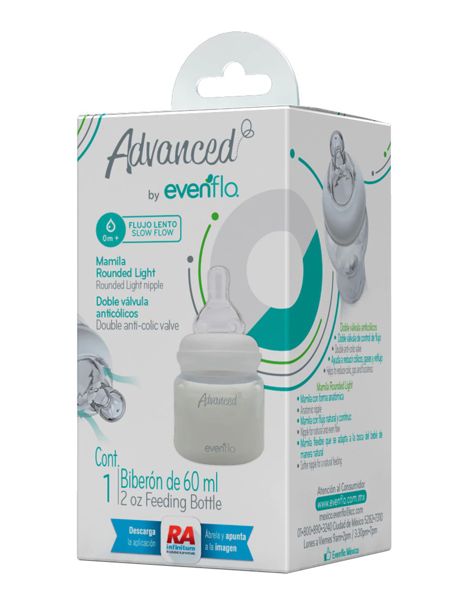 Biberón Evenflo Advanced anti colicos de 2oz mamila para bebes 1pz