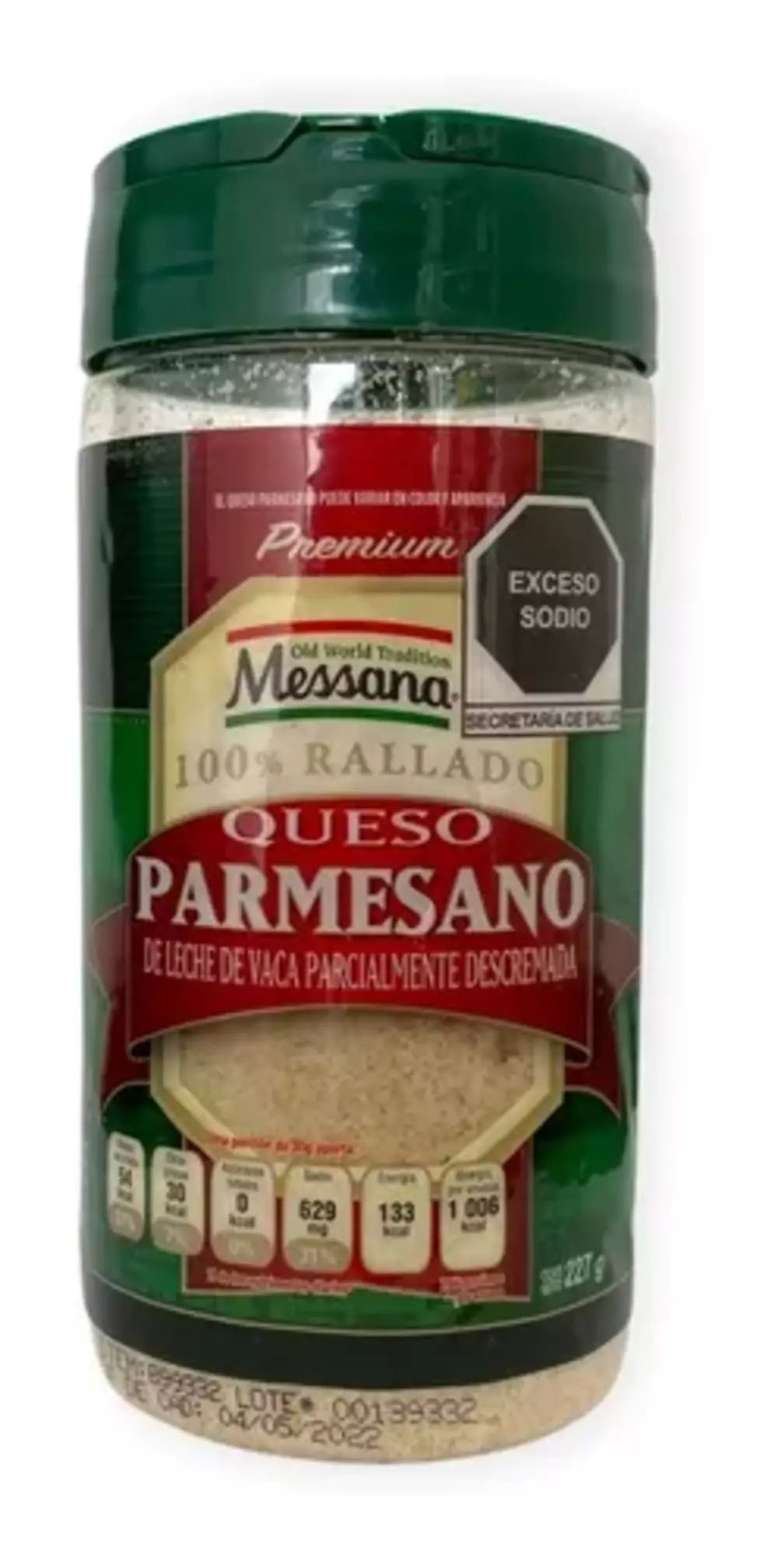 Sazonador Queso Parmesano Rallado Premium 1pz 227g Messana