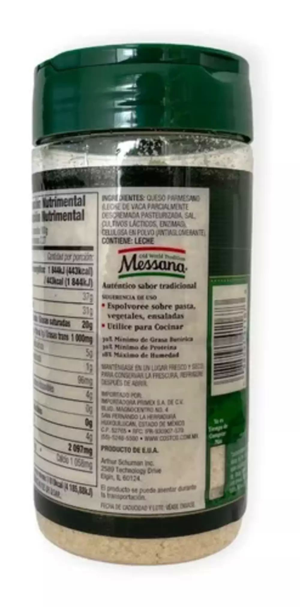 Sazonador Queso Parmesano Rallado Premium 1pz 227g Messana