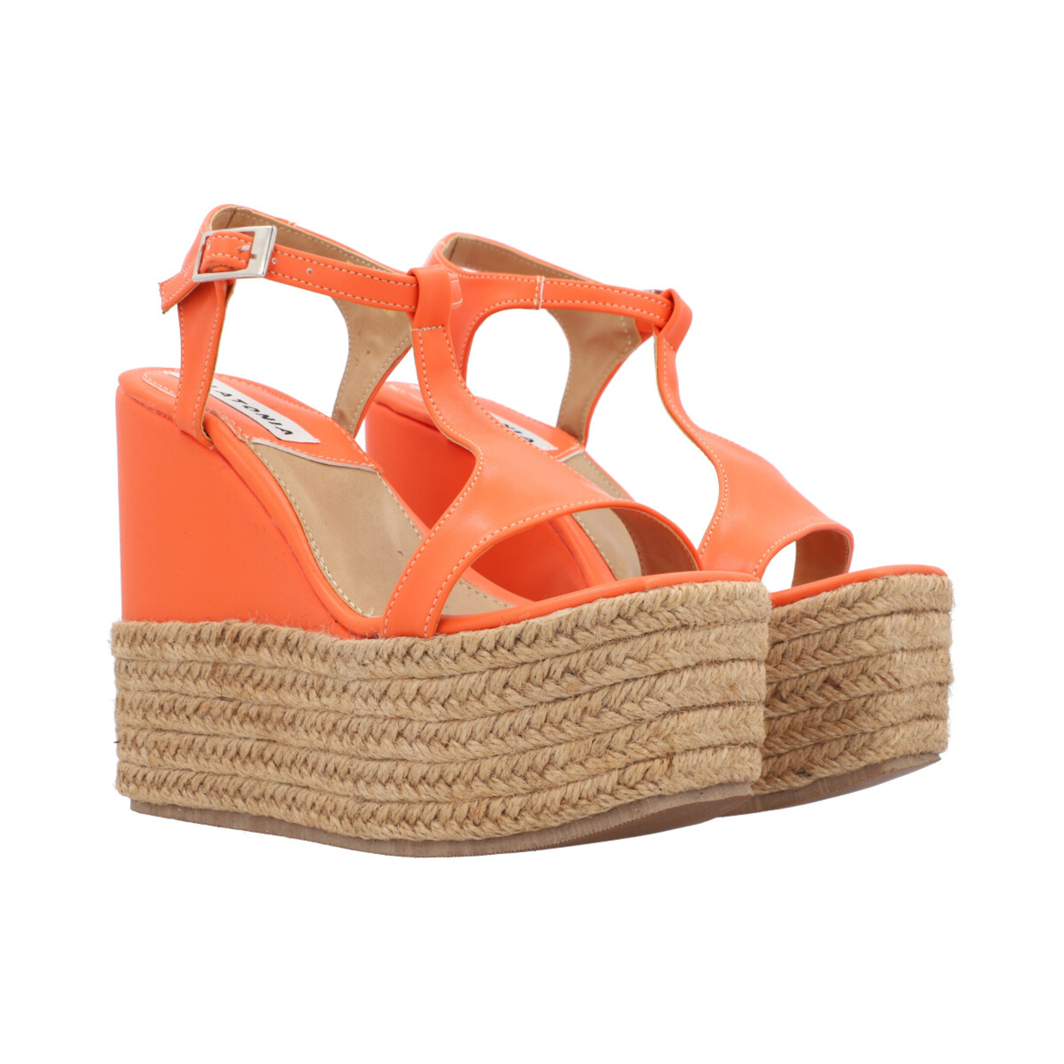 Sandalia De Plataforma Con Yute Para Mujer Color Naranja