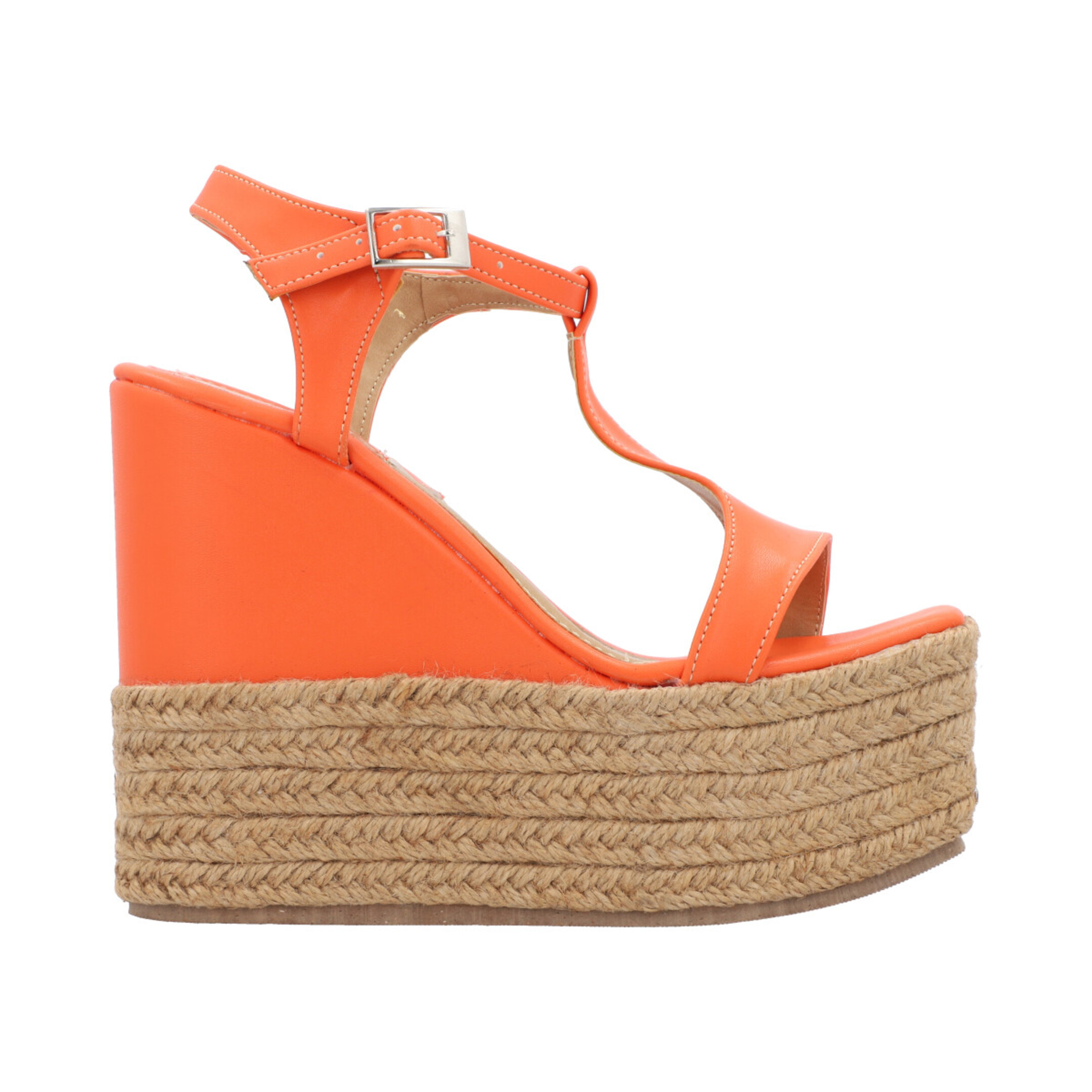 Sandalia De Plataforma Con Yute Para Mujer Color Naranja