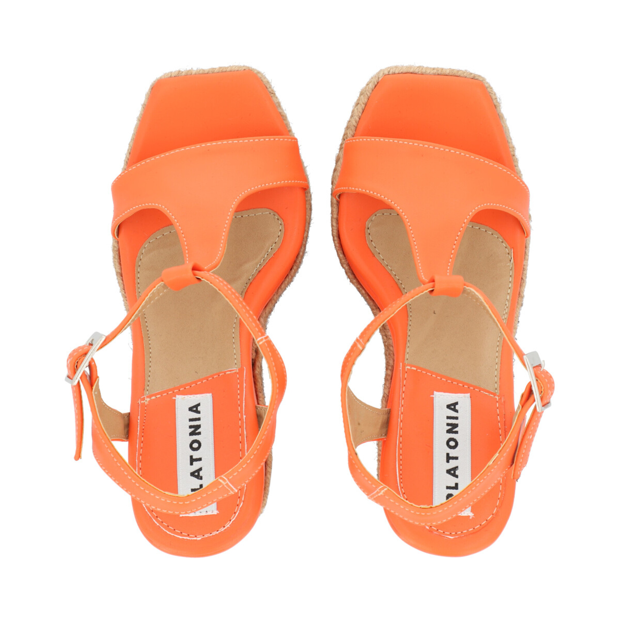Sandalia De Plataforma Con Yute Para Mujer Color Naranja