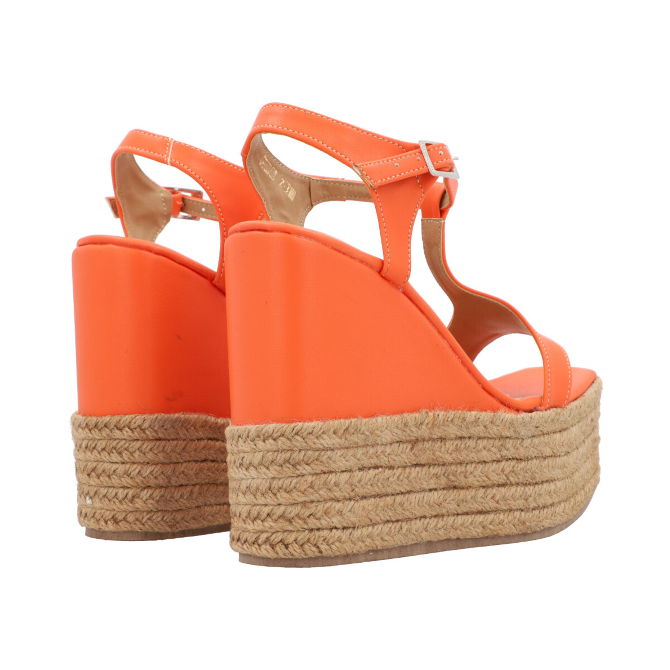 Sandalia De Plataforma Con Yute Para Mujer Color Naranja