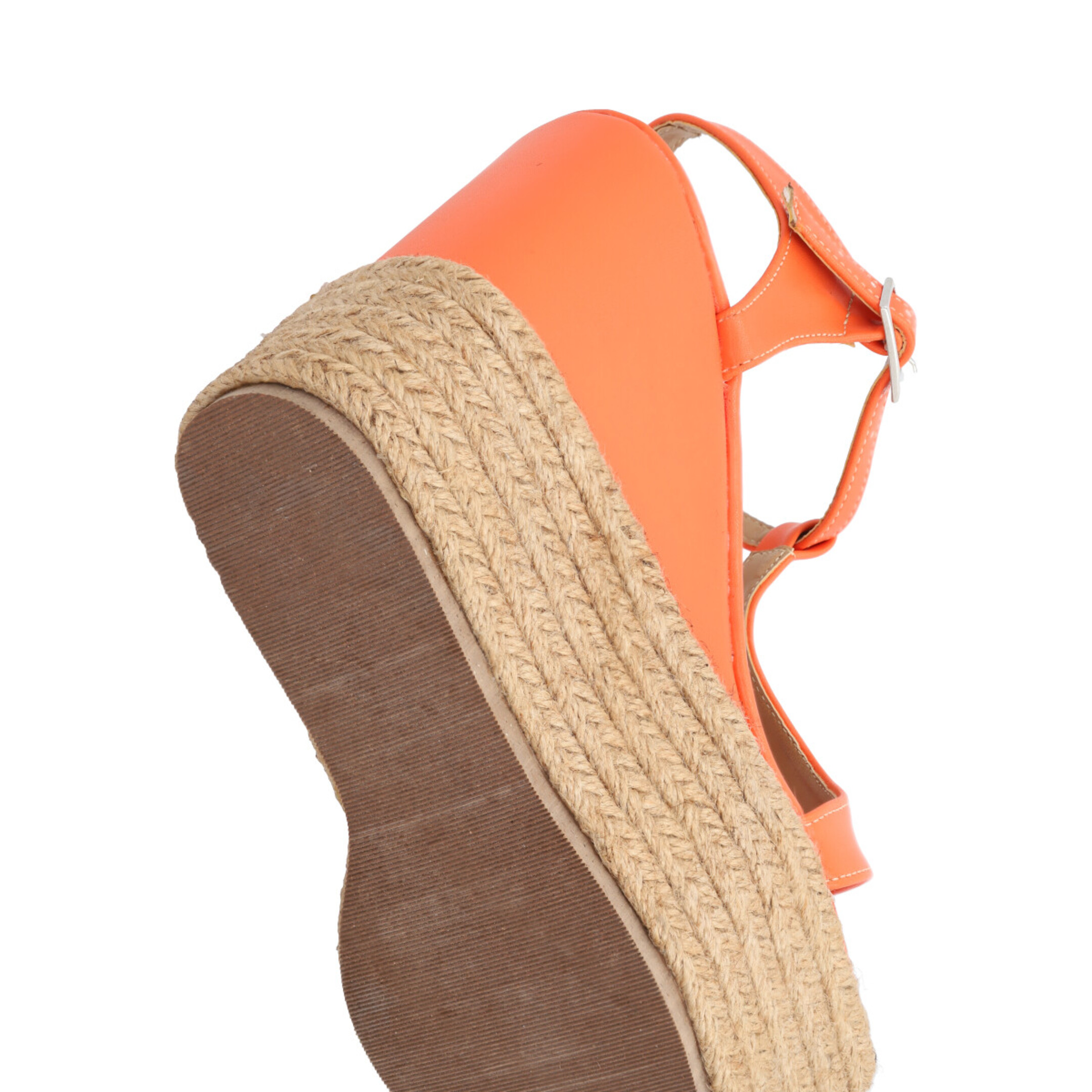 Sandalia De Plataforma Con Yute Para Mujer Color Naranja