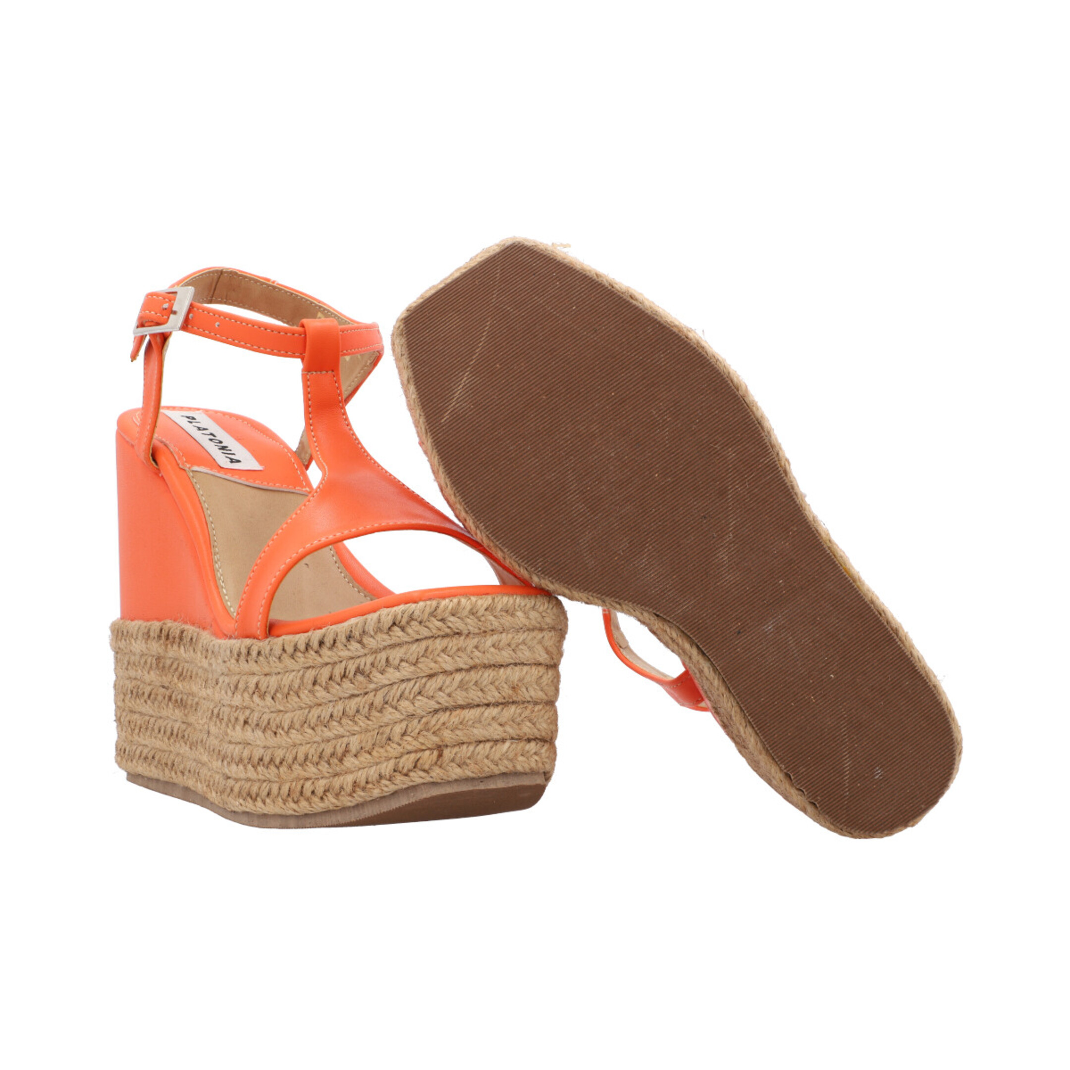 Sandalia De Plataforma Con Yute Para Mujer Color Naranja
