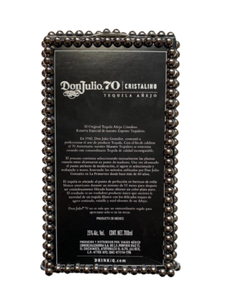 Tequila Don Julio 70 añejo cristalino 700 ml , Decorado con pedreria brillante calidad premium
