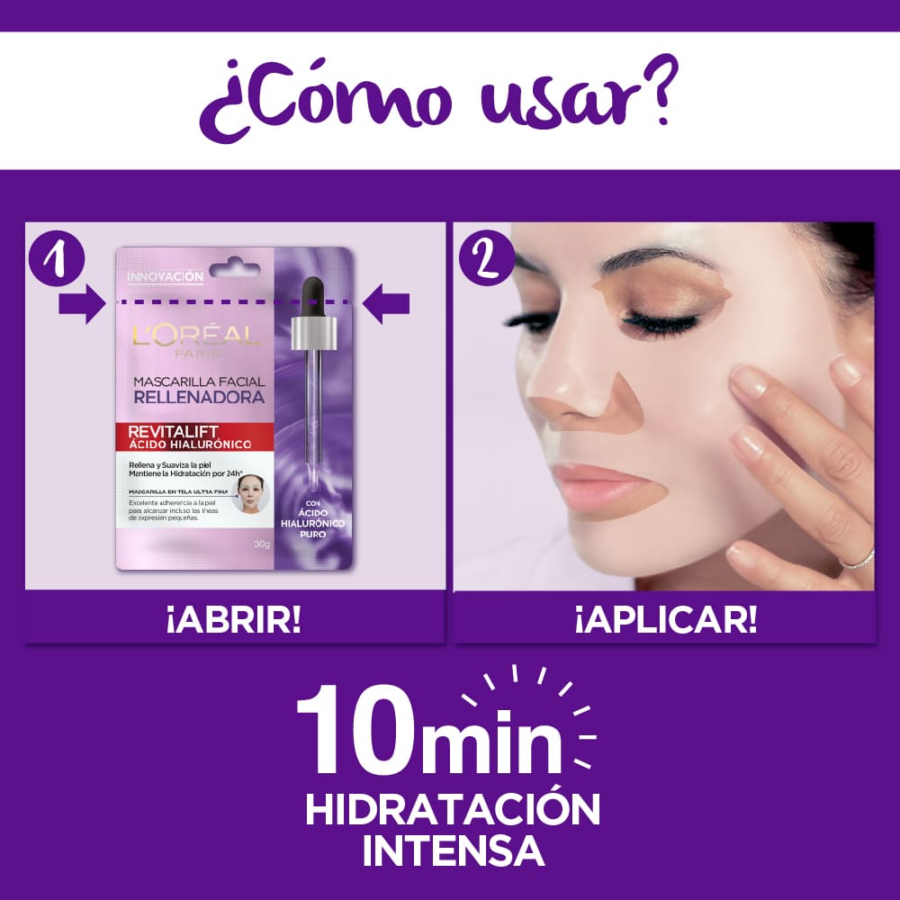 Mascarilla en tela hidratación intensa Revitalift Ácido Hialurónico de L'Oréal Paris