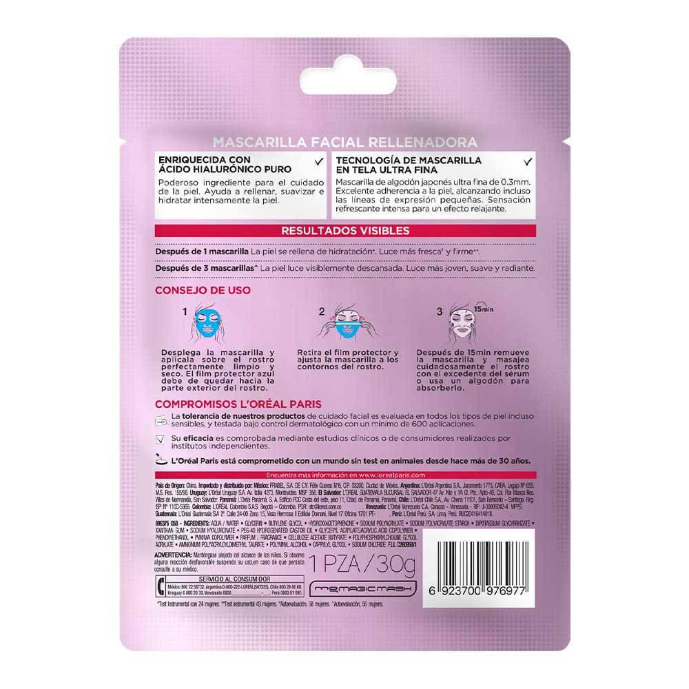 Mascarilla en tela hidratación intensa Revitalift Ácido Hialurónico de L'Oréal Paris