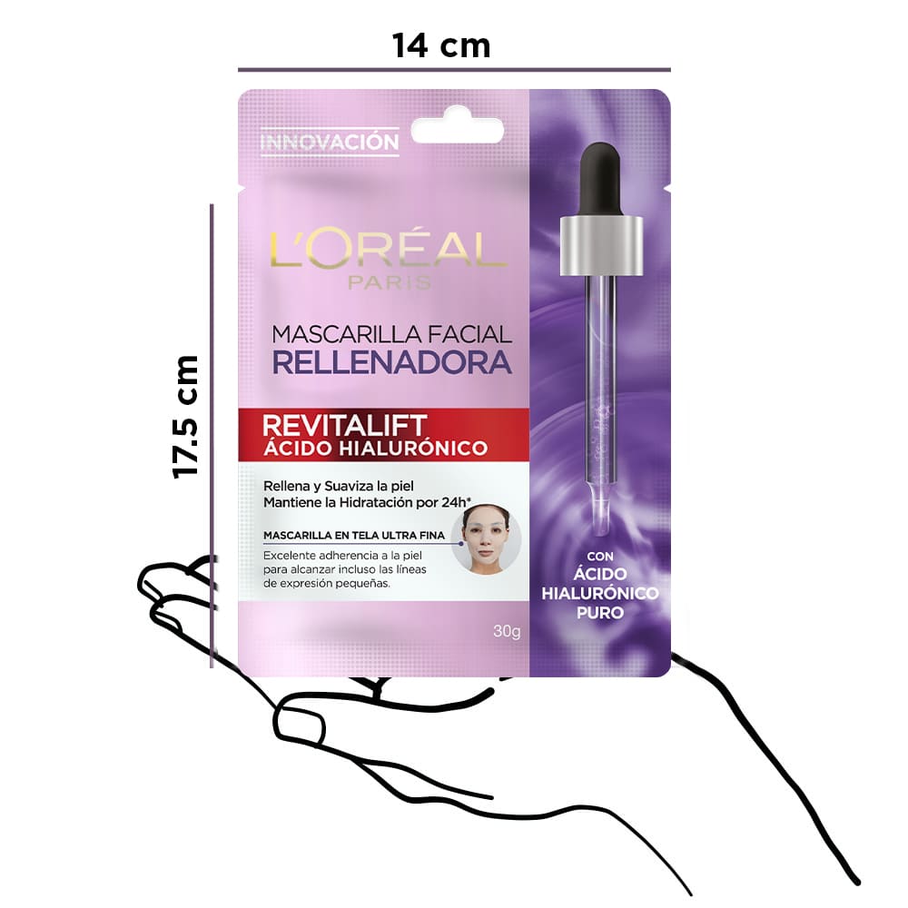 Mascarilla en tela hidratación intensa Revitalift Ácido Hialurónico de L'Oréal Paris