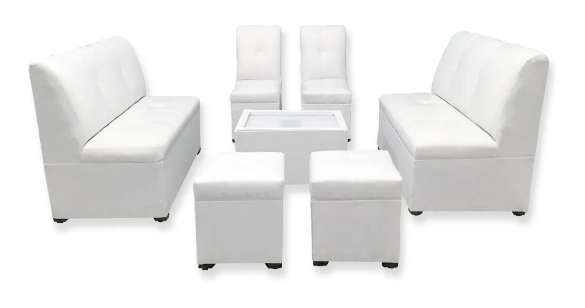 Sala Lounge Lisa Blanca Minimalista Moderna Sillones Puff