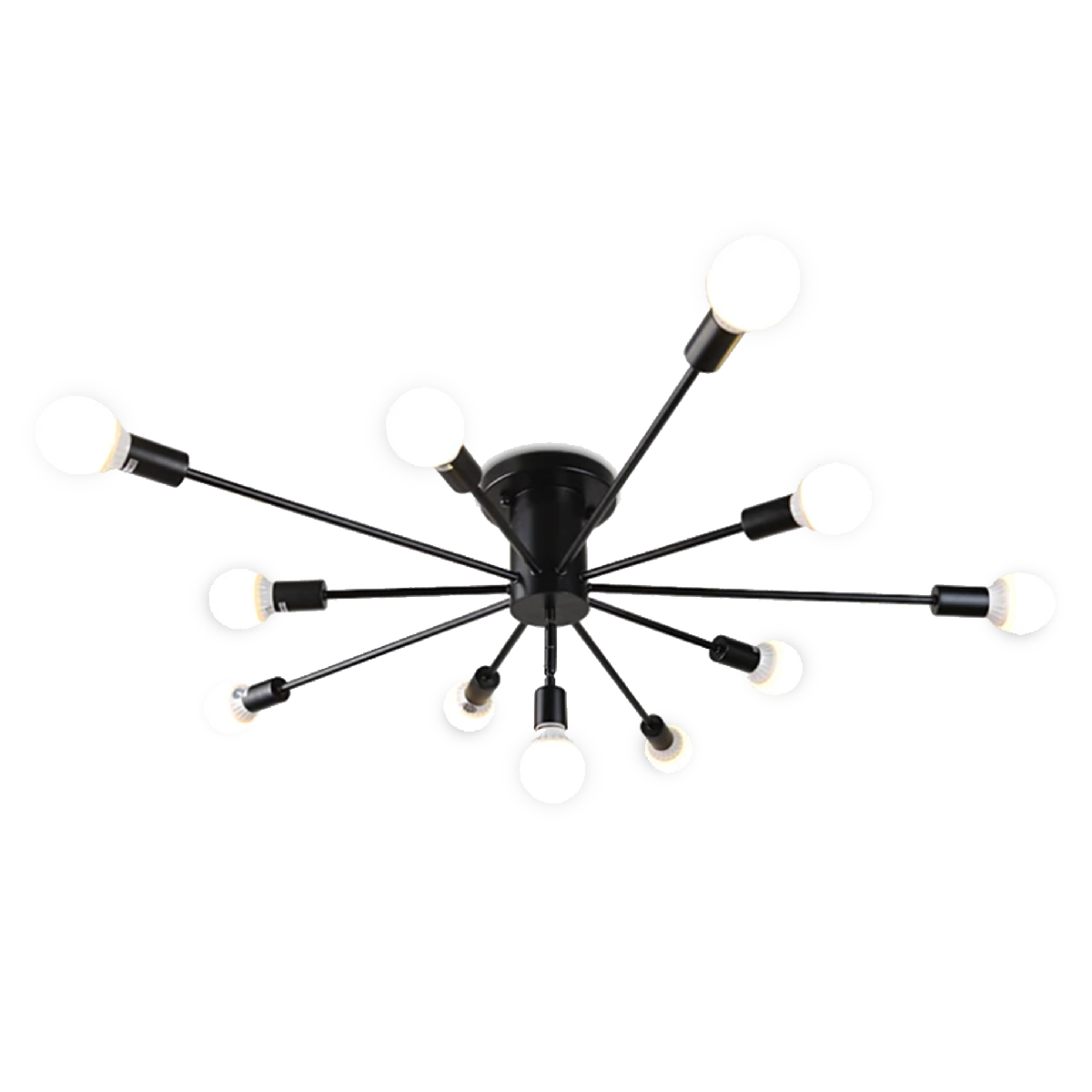 Lampara de techo estilo industrial hierro forjado minimalista negro con blanco 10 luces