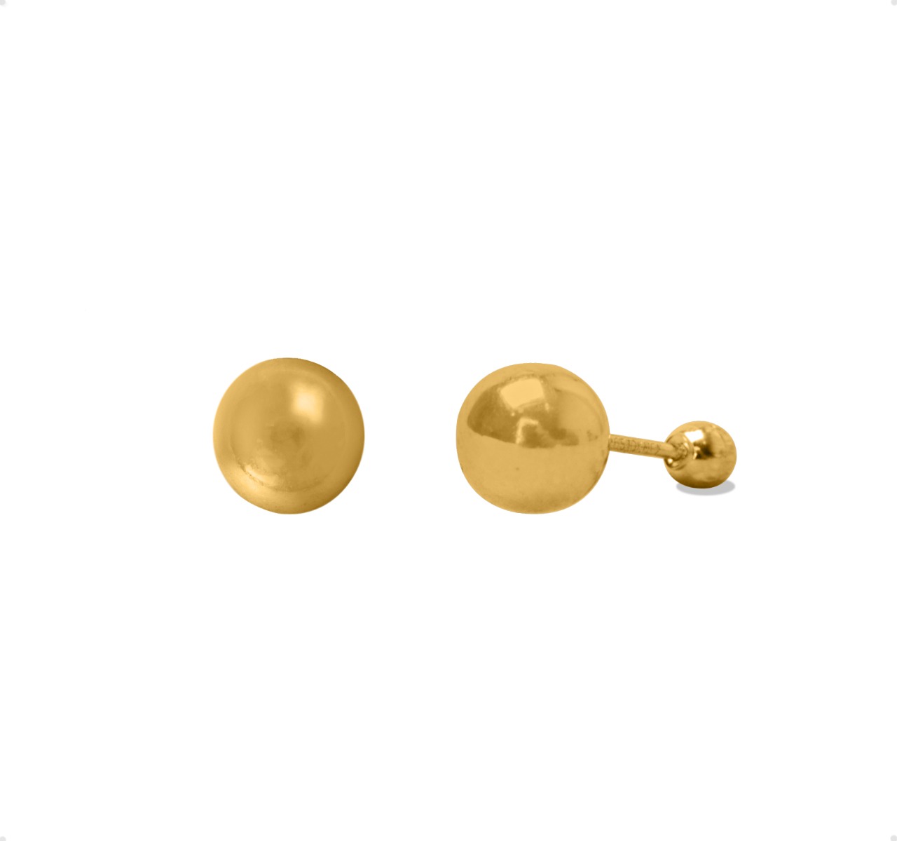 Aretes | Broqueles Bola 4mm VAROURO Oro 10k + Estuche Regalo