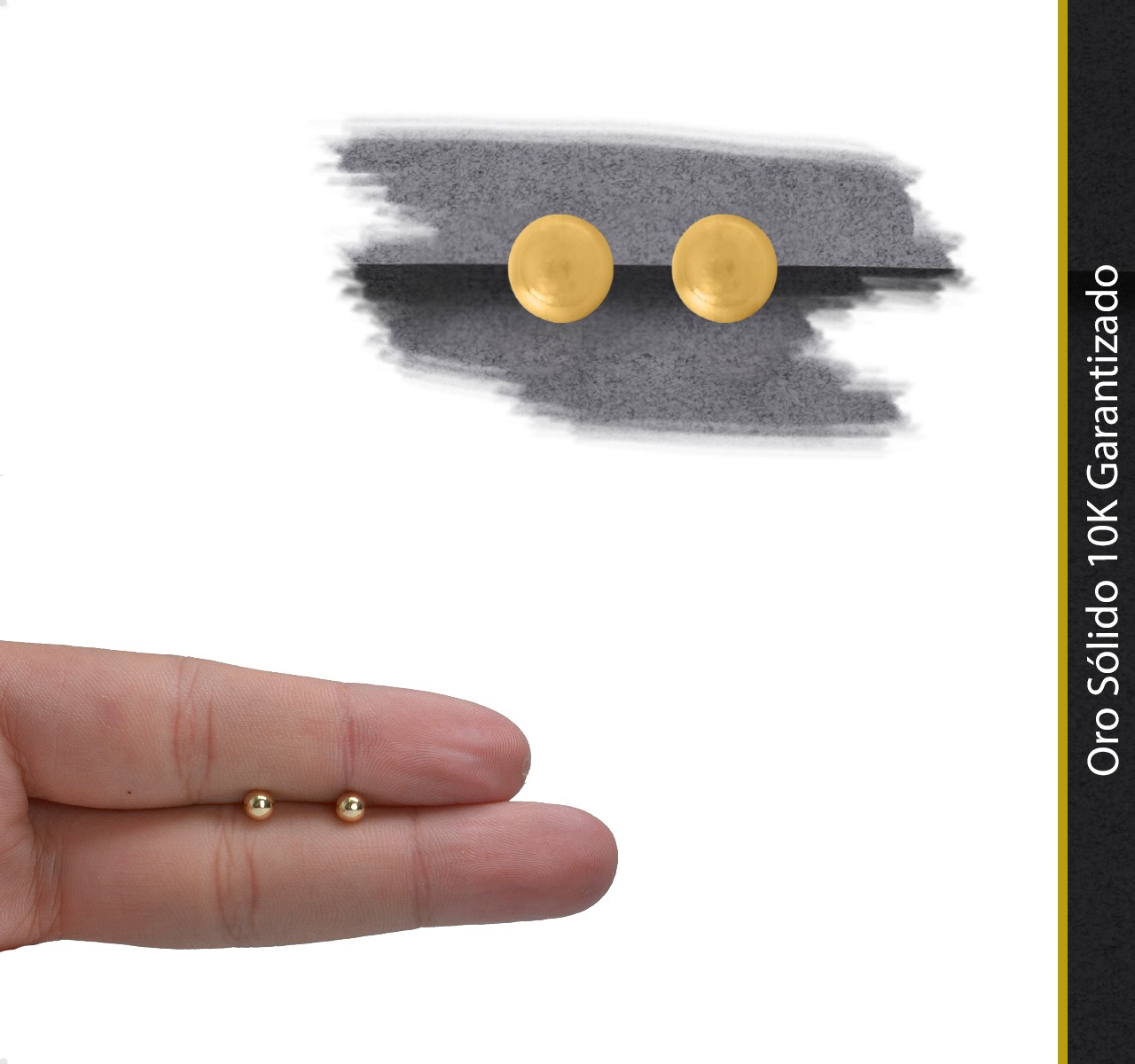 Aretes | Broqueles Bola 4mm VAROURO Oro 10k + Estuche Regalo