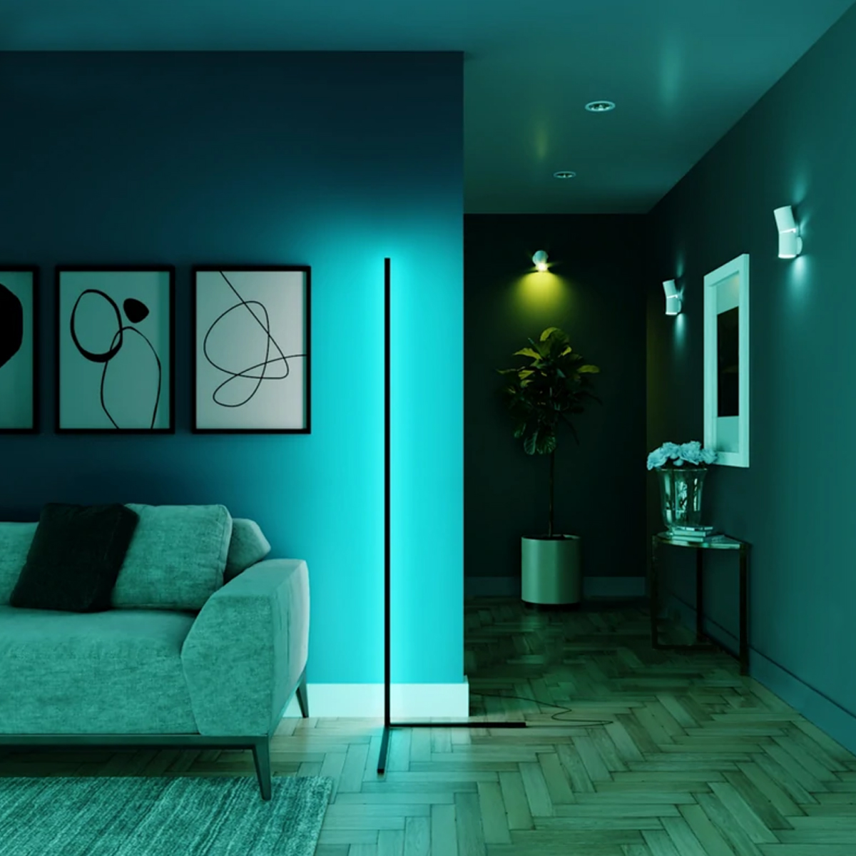 Lampara led de esquina ambiente decoración luz