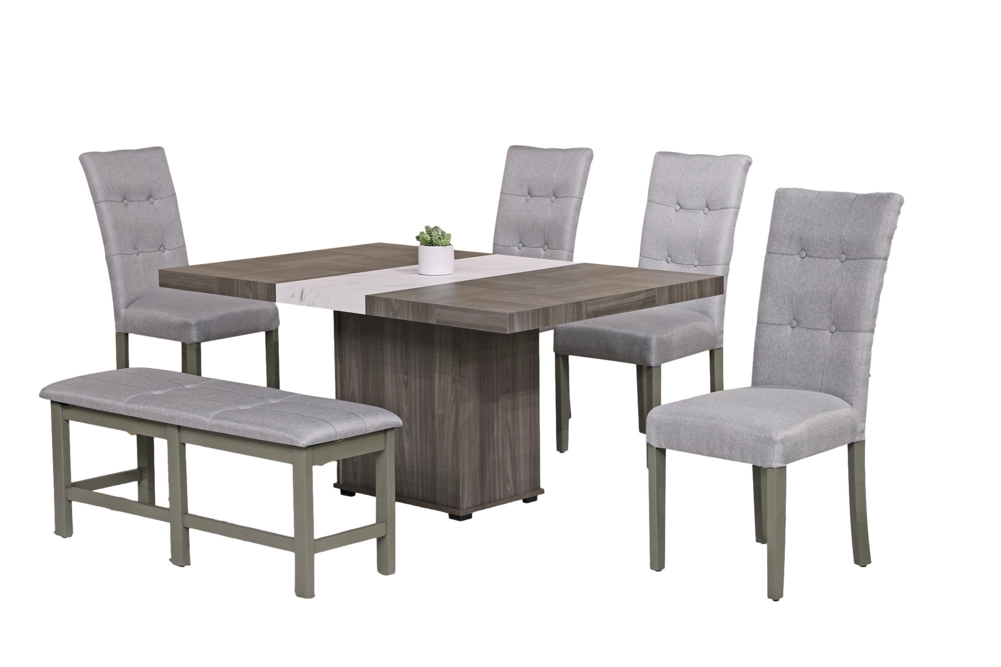 Antecomedor 4 Sillas 1 Banca Noria Gris - Kessa