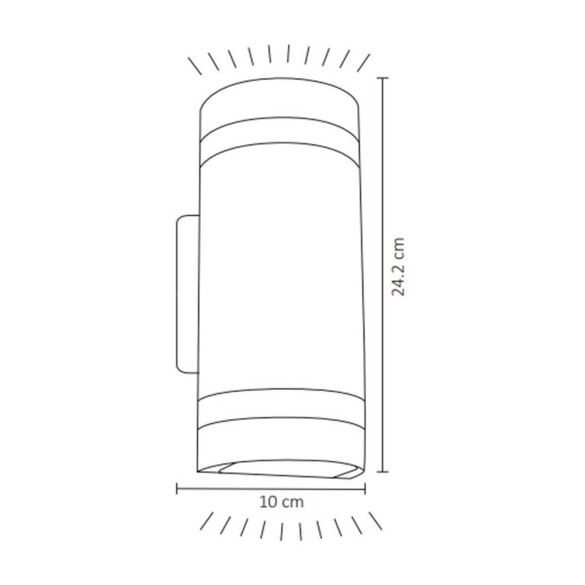 Luminaria Pared Cilindro Negro Doble Aro Ext, Gu10 ADE-006