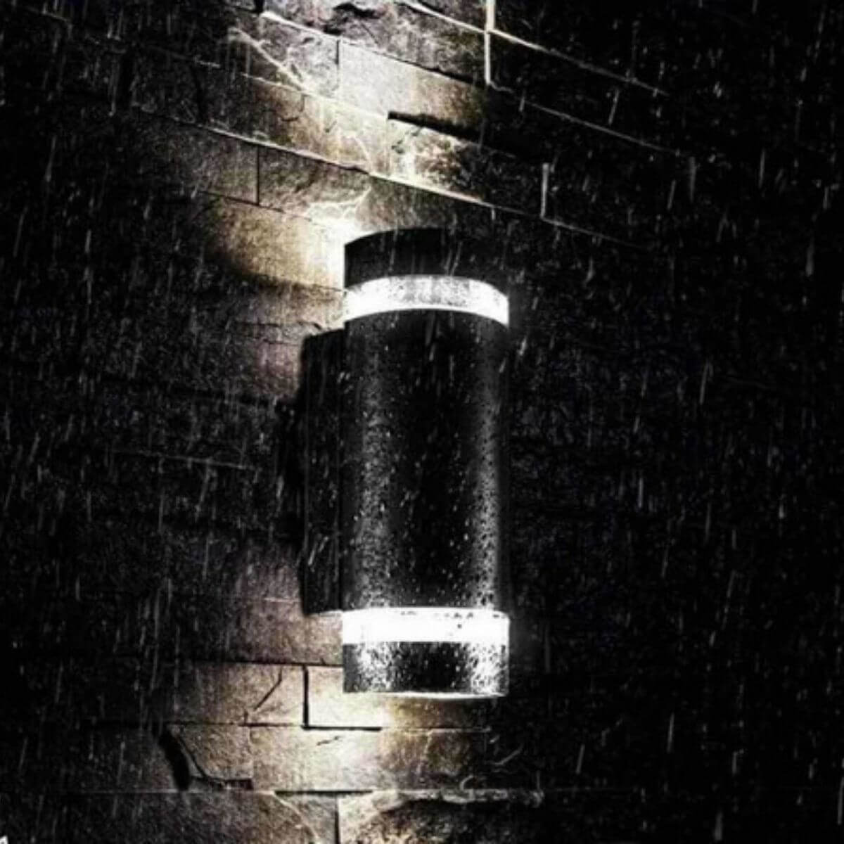 Luminaria Pared Cilindro Negro Doble Aro Ext, Gu10 ADE-006