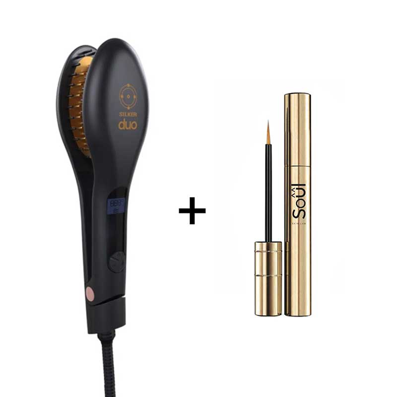 Pack de San Valentín cepillo alaciador Silker DÚO y suero para pestañas Soul 