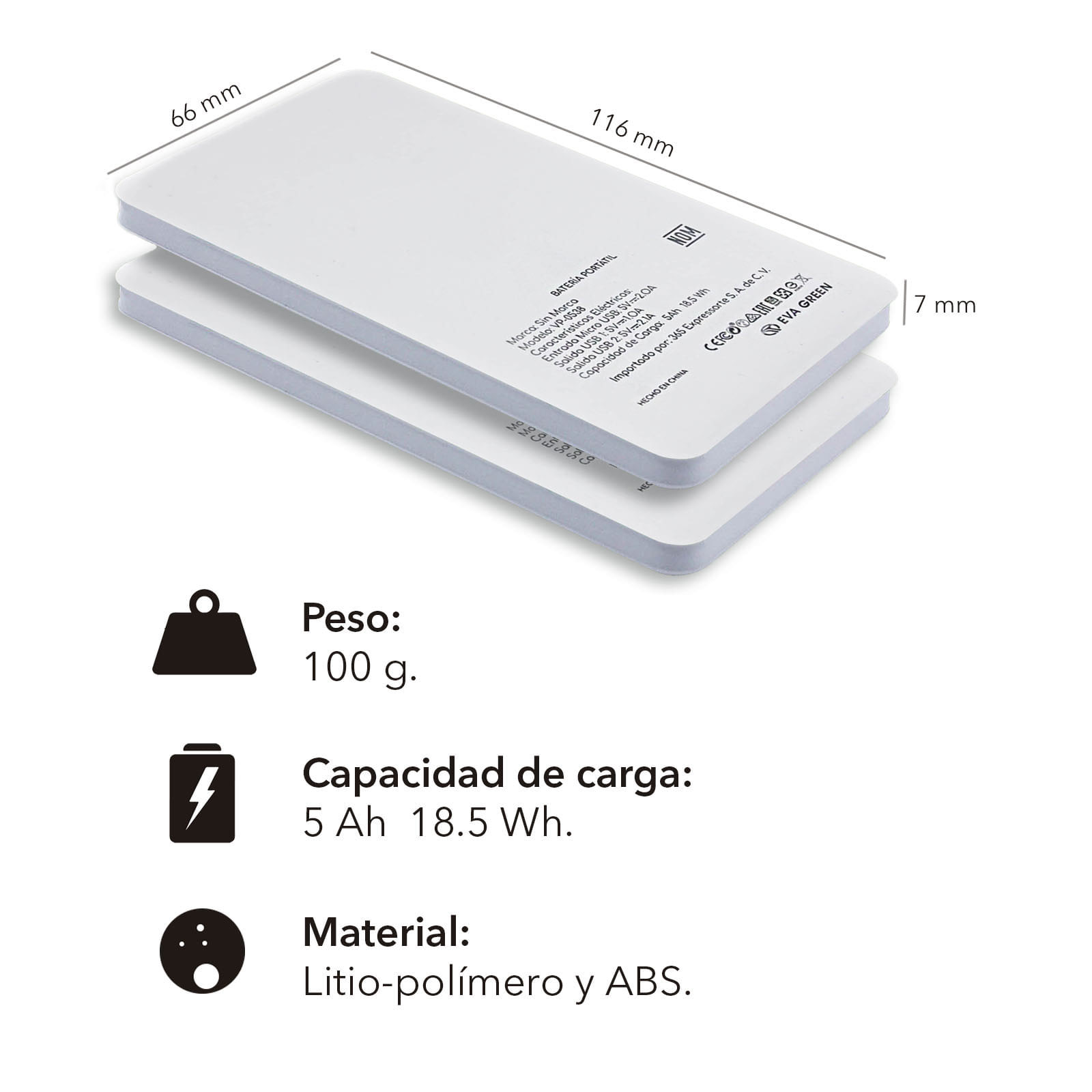 Power Bank 5000mAh Pantera Rosa Batería Externa Portátil 2 USB VG-PB-S-04-PK Ideal para Regalo