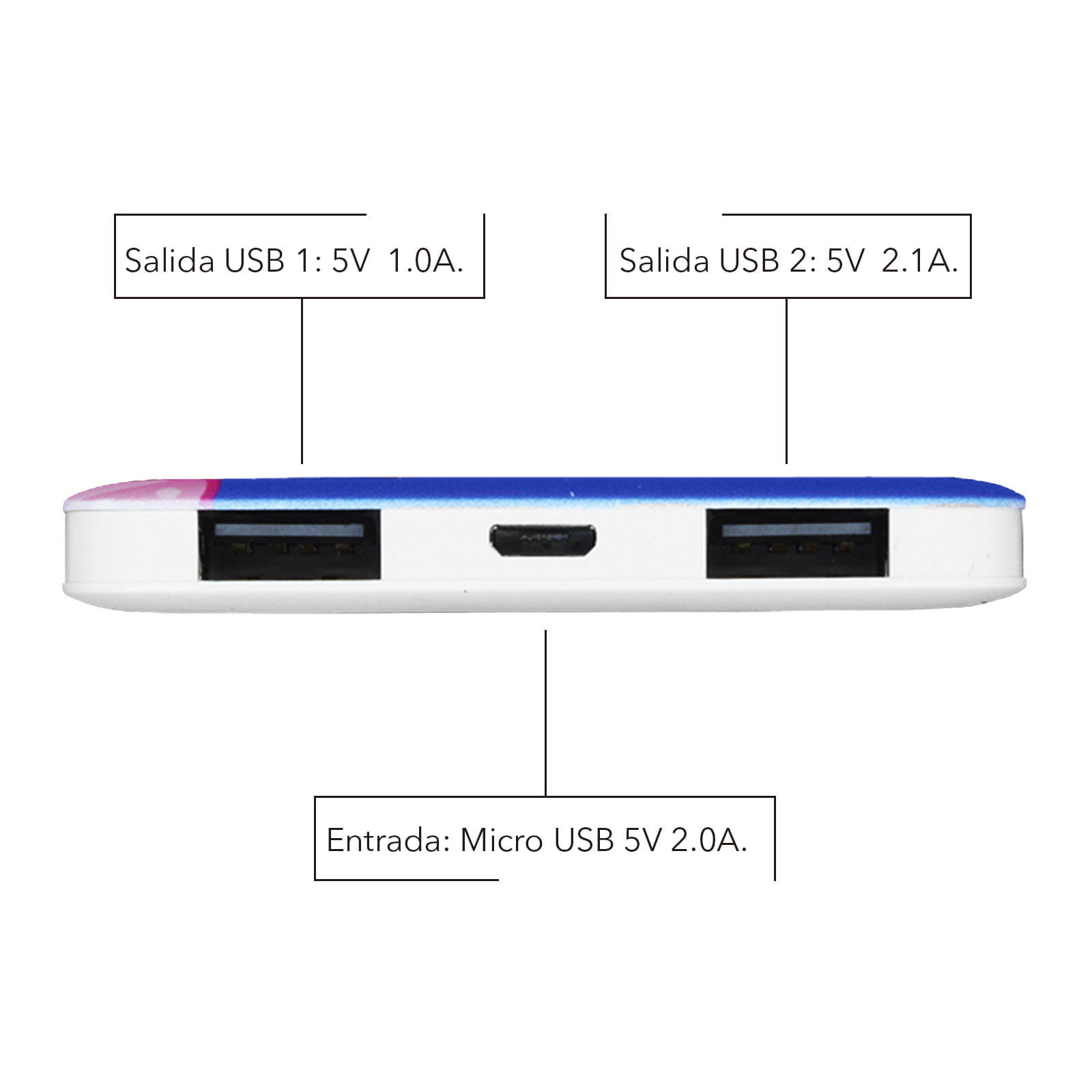 Power Bank 5000mAh Pantera Rosa Batería Externa Portátil 2 USB VG-PB-S-04-PK Ideal para Regalo