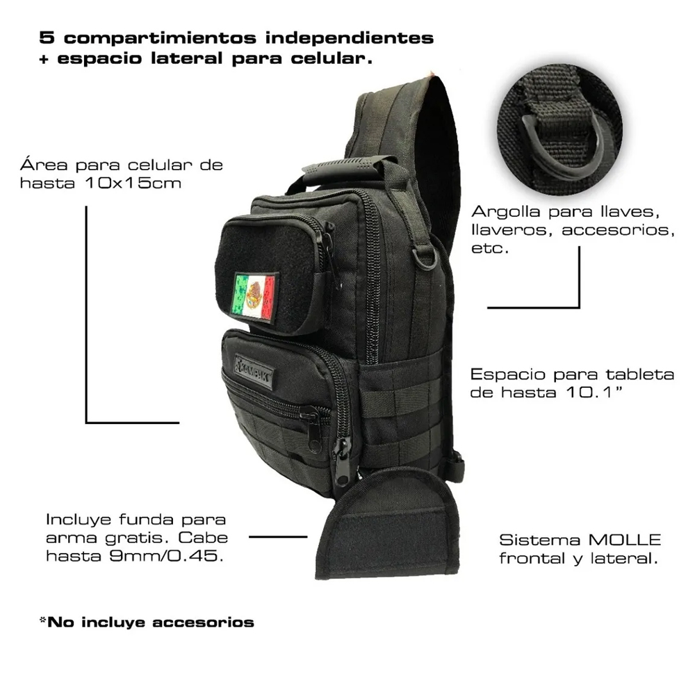 Pechera Tactica Kampak Ag01 Super Amplia Con funda P/arma 