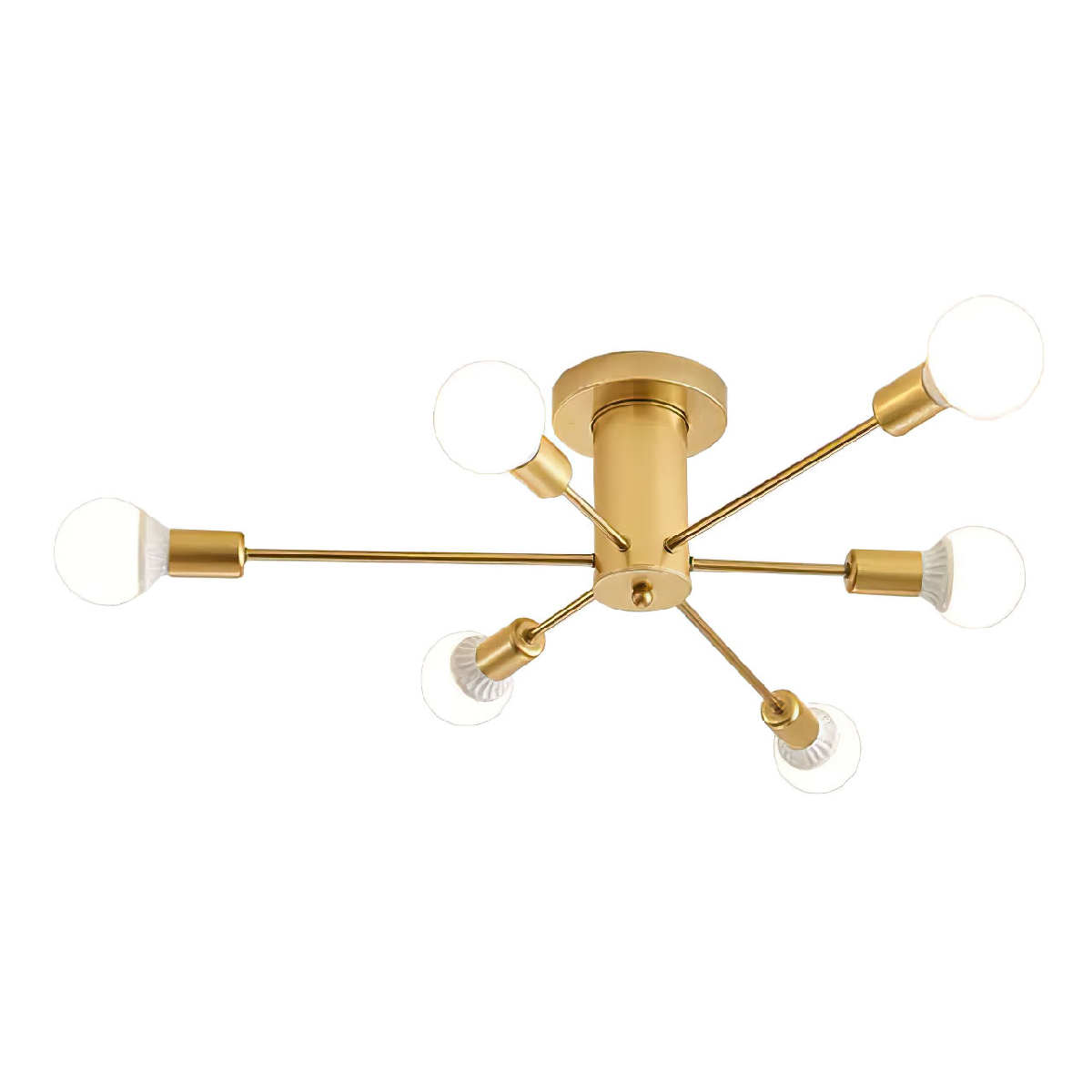 Lampara de techo estilo industrial hierro forjado minimalista gold 6 luces