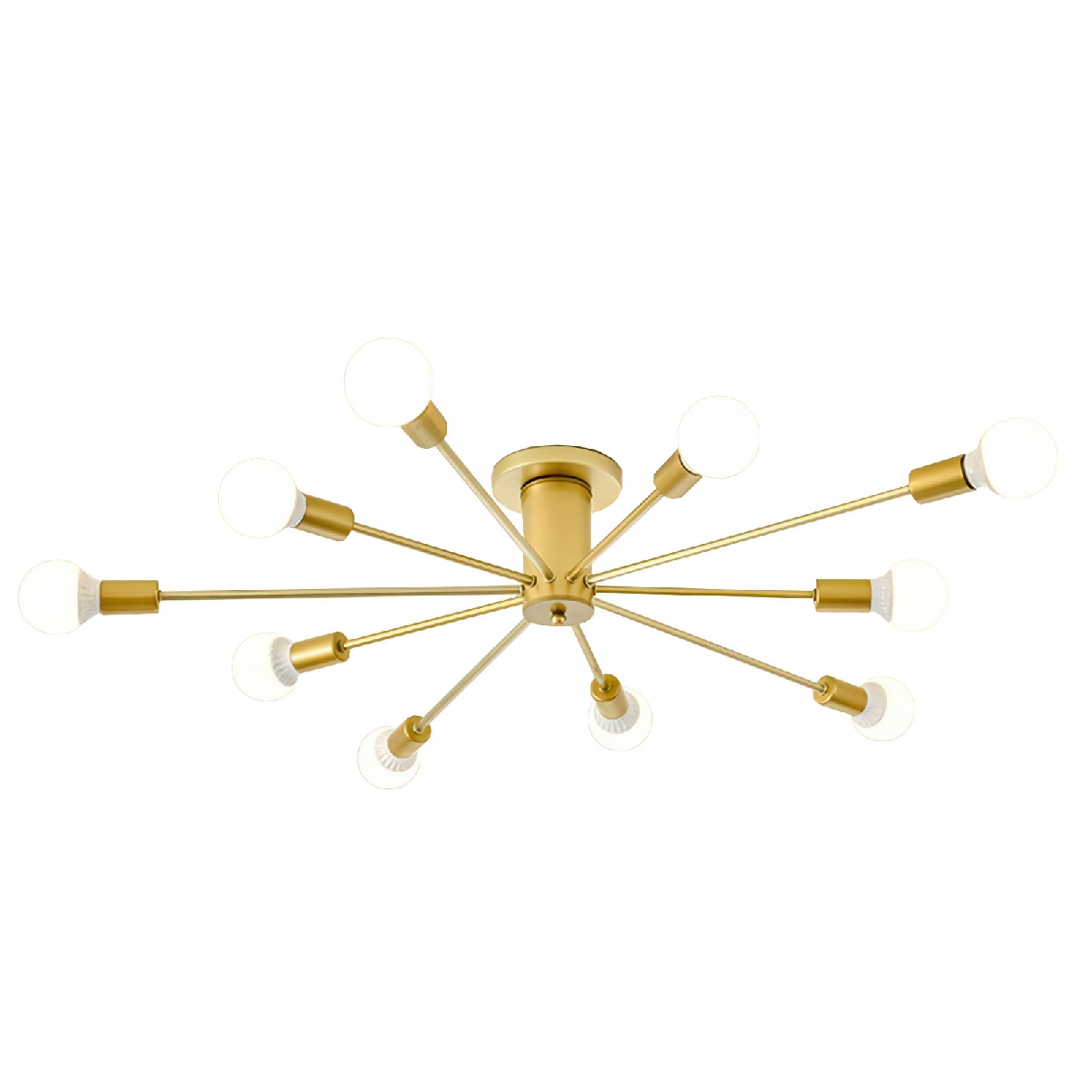 Lampara de techo estilo industrial hierro forjado minimalista gold 10 luces.