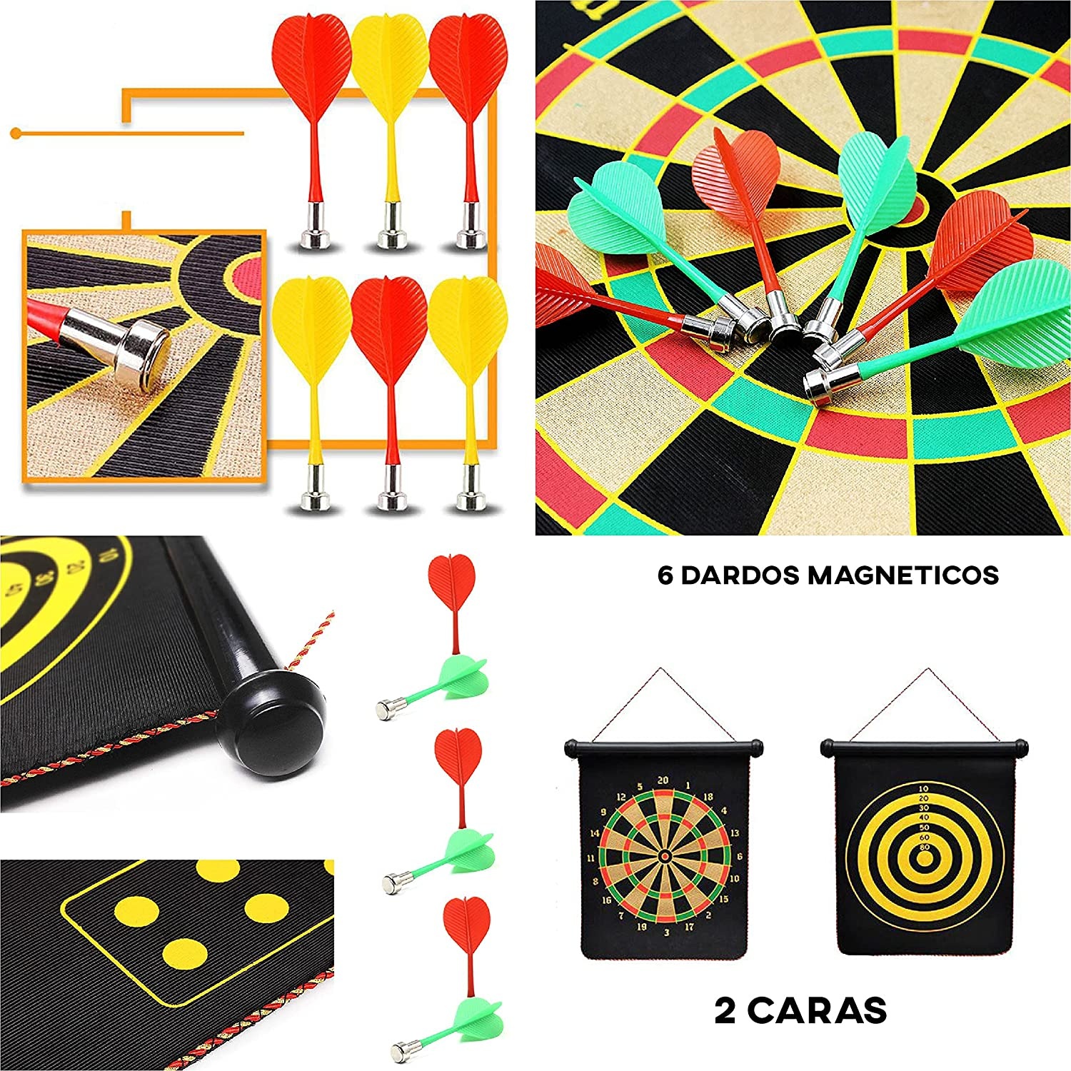 Tiro Al Blanco Doble Cara 40 X 50 6 Dardos Magnéticos