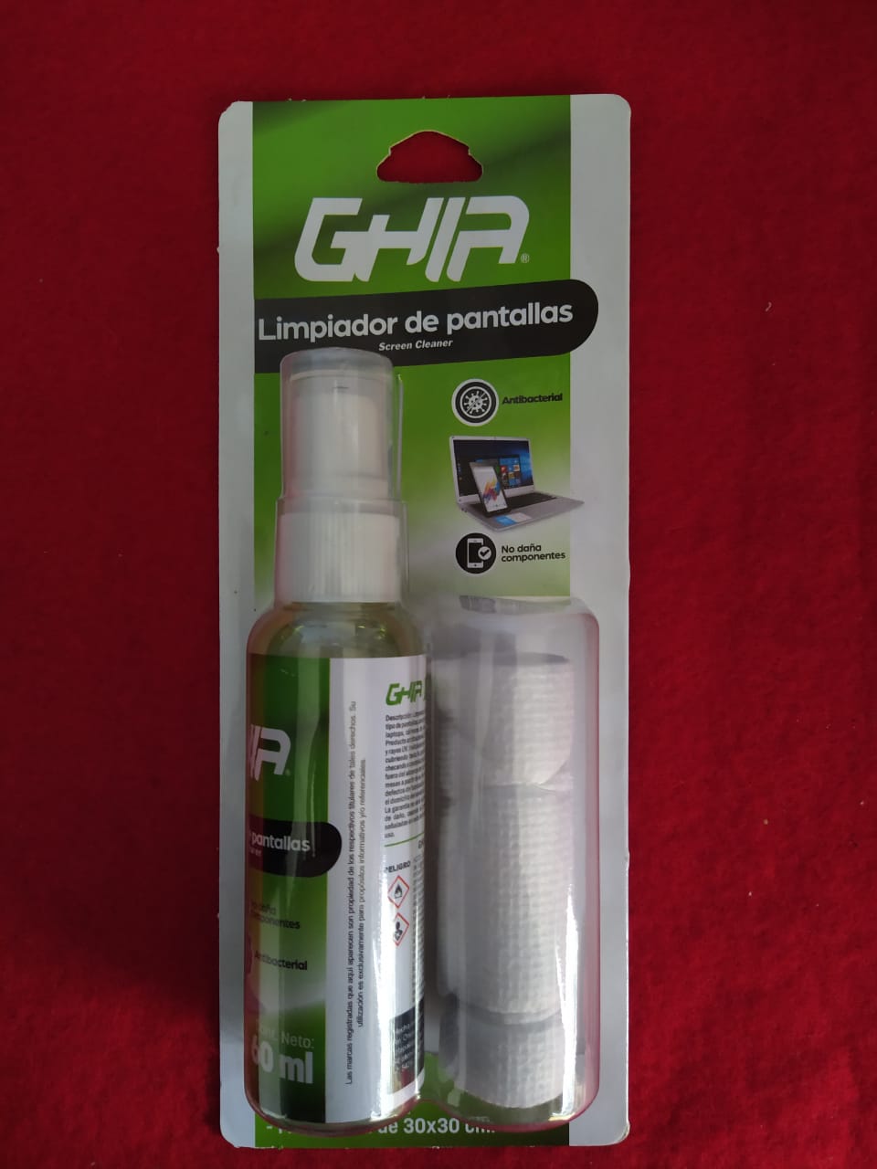 KIT LIMPIEZA PANTALLAS TOALLA MICROFIBRA SPRAY 60ML ANTIBACTERIAL GLS-010 MONITOR LAP PC LIMPIEZA
