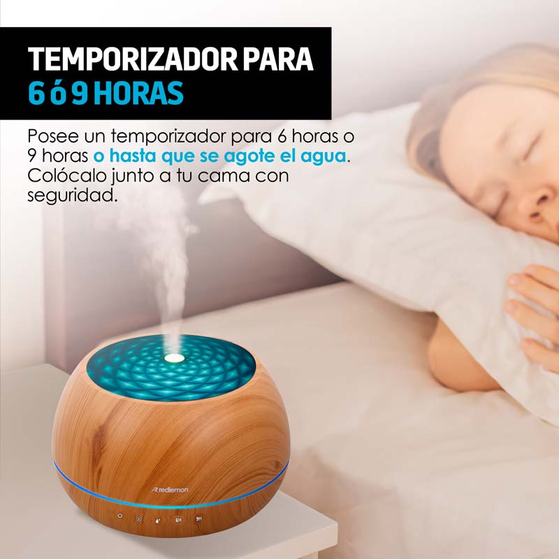 Humidificador y Difusor de Aceites Esenciales 16 Colores (1 Litro) Redlemon