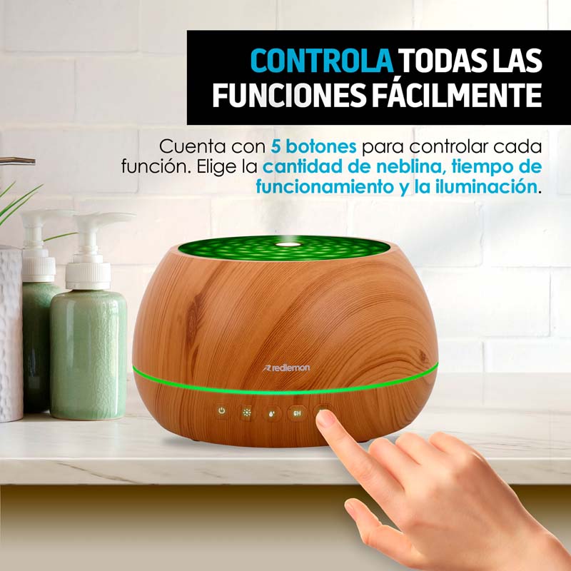 Humidificador y Difusor de Aceites Esenciales 16 Colores (1 Litro) Redlemon