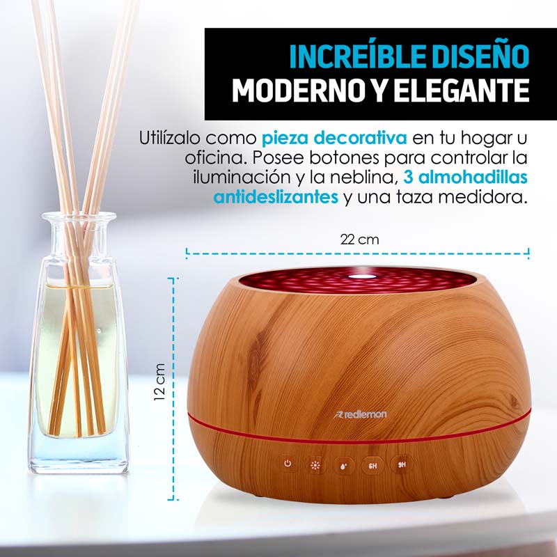 Humidificador y Difusor de Aceites Esenciales 16 Colores (1 Litro) Redlemon