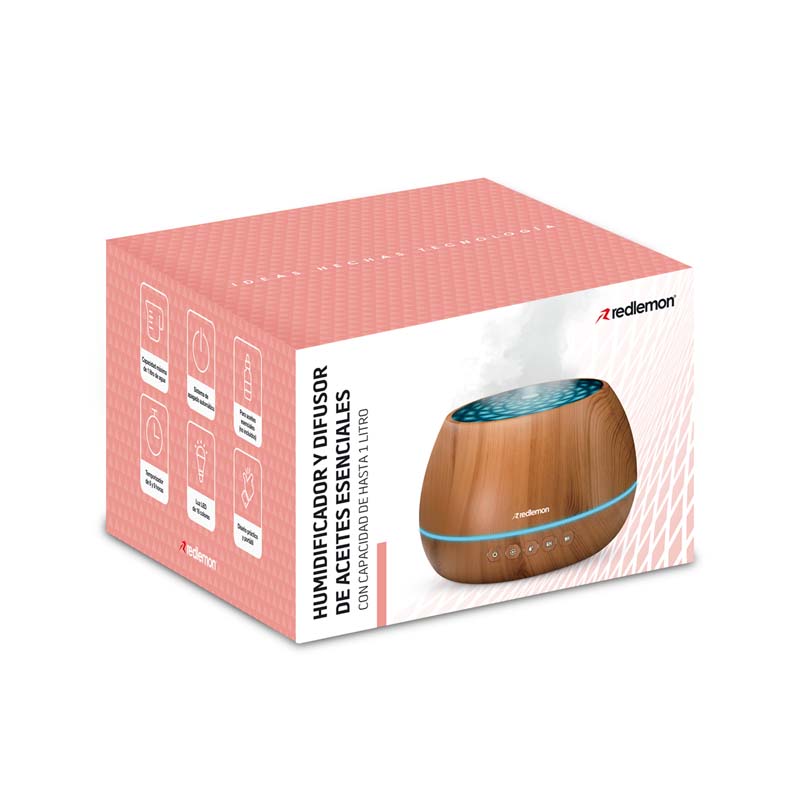 Humidificador y Difusor de Aceites Esenciales 16 Colores (1 Litro) Redlemon
