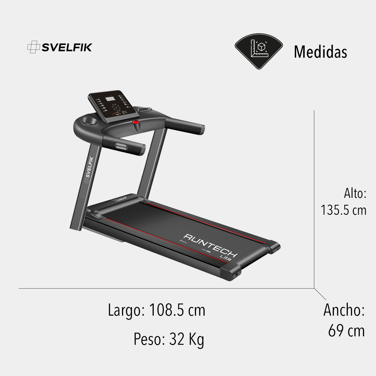 Svelfik Caminadora Electrica 2.0 HP Runtech Lite 1-12 Km/h hasta 100 kg.