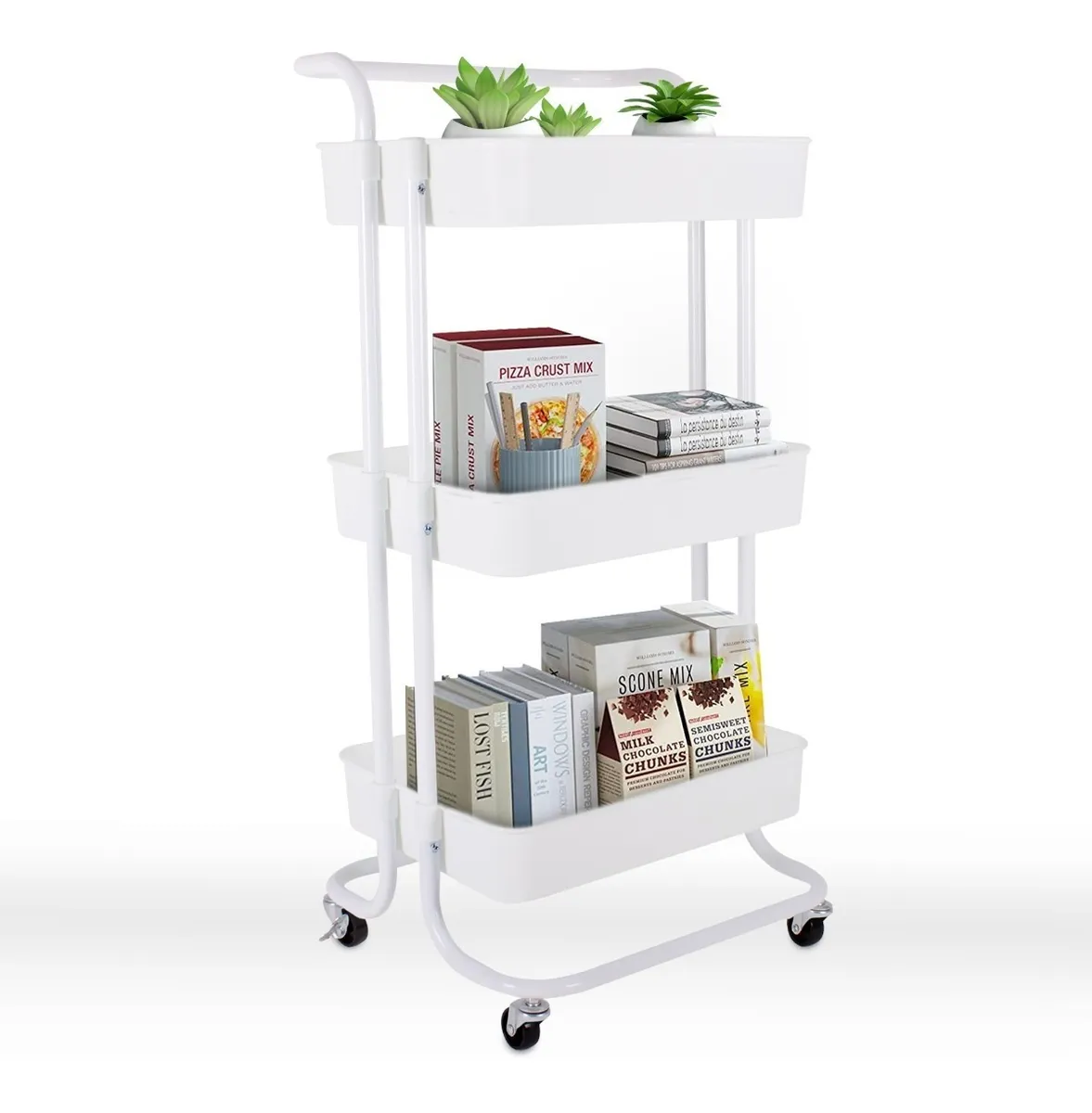 Carrito Organizador 3 Niveles Ruedas Blanco