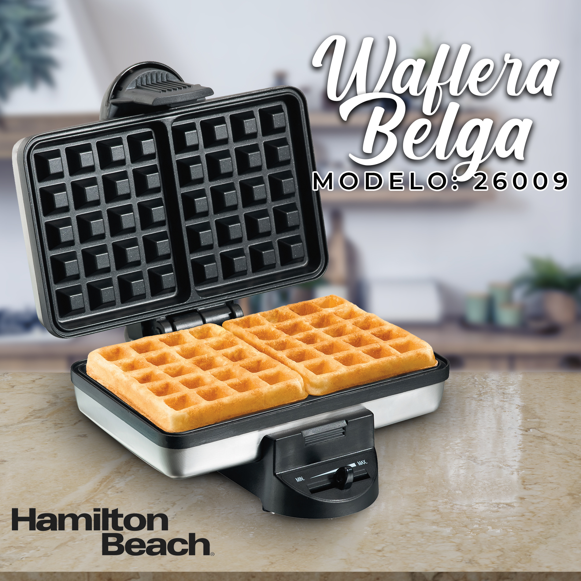 Wafflera Estilo Belga Antiadherente Hamilton Beach 26009