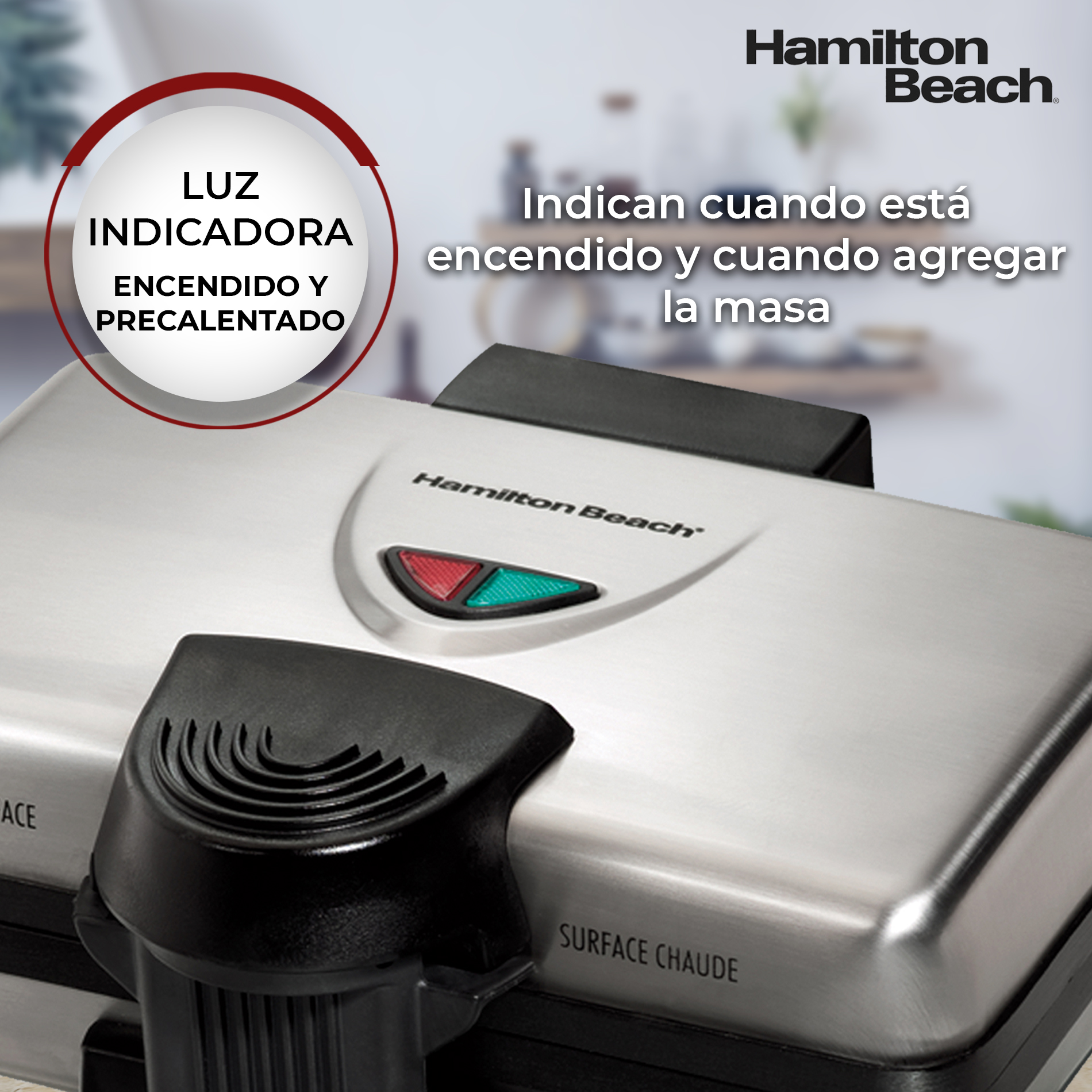 Wafflera Estilo Belga Antiadherente Hamilton Beach 26009