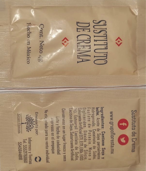 SUSTITUTO DE CREMA CAJA CON 500 SOBRES DE 4 GR